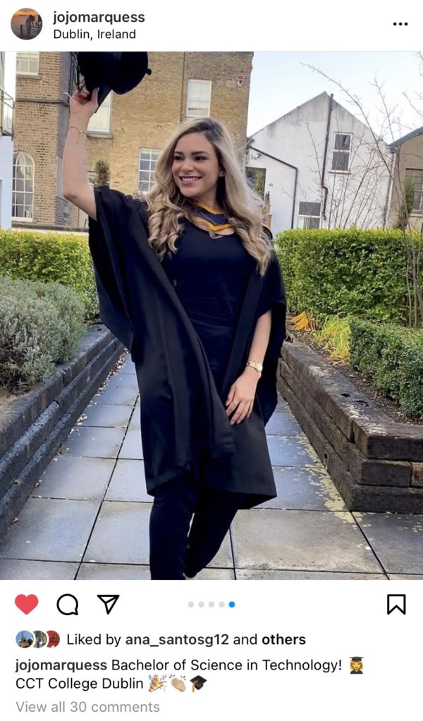 Jordann CCT College Dublin Graduate 2020